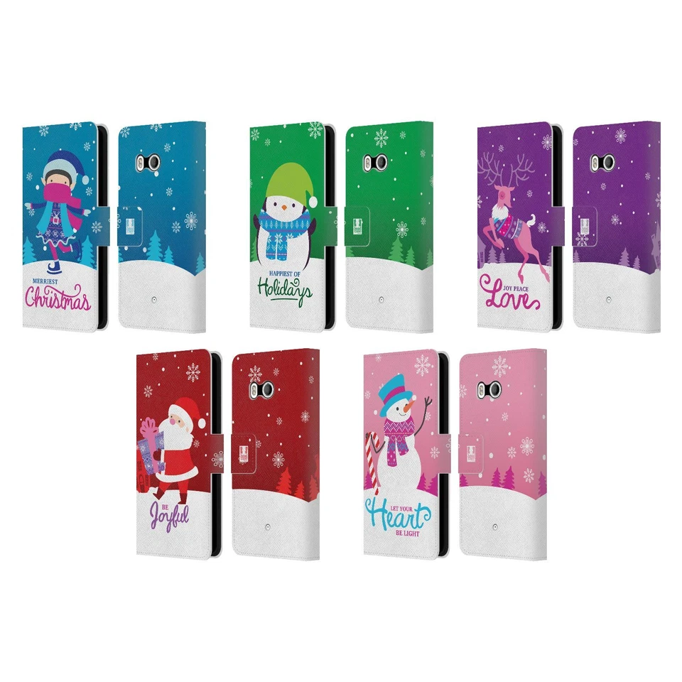 HEAD CASE DESIGNS NOTICIAS NAVIDAD CUERO LIBRO CARTERA ESTUCHE PARA TELÉFONOS HTC 1 Foto 1 de 4