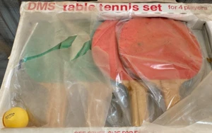 Vintage DMS Dick Miles Sports Table Tennis Beer Ping Pong Set Paddles/Net/Ball - Picture 1 of 11