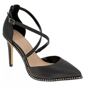 BCBGENERATION Womens Black Chain At Welt Hally Stiletto Pumps Shoes 9.5 M Lizard - Picture 1 of 9