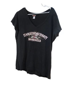 Harley Davidson Shirt Womens XXL Black Motorcycle Biker Graphic Dallas texas - Picture 1 of 3