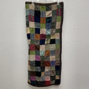Quilt - Vintage Handmade WOOL Patchwork Flannel Wool Lined Lap Pad 40" x 45" - Picture 1 of 12