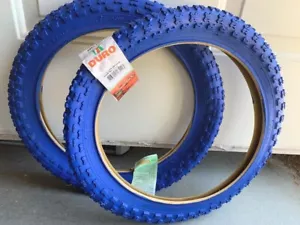 Pair (2pcs) BLUE Bicycle Tires 16" x 2.125 Comp III Style BMX Bikes DURO - Picture 1 of 2