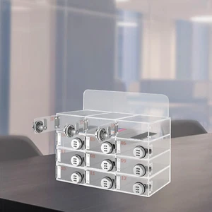 12 Slots Cell Phone Locker Box Transparent Acrylic Storage Box withLocks TOP - Photo 1 sur 8