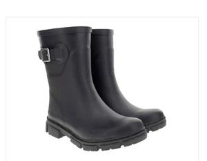 Chooka womens Sz 9 water proof solid black mid height Rain boots - Picture 1 of 7