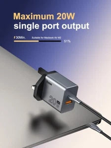 20W USB-C Schnell Ladegerät PD Netzteil Stecker & Kabel für Apple iPhone 16 15 UK - Bild 1 von 18