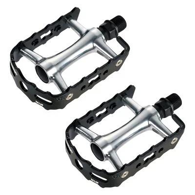 Wellgo Flat Bike Pedals M149 Alloy 2DU Bearings 9/16" Platform MTB Black Pair - Image 1 of 4