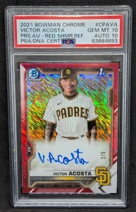 Bowman Chrome Victor Acosta 2021 refractor rojo brillante automático radiocontrol 2/5 PSA 10 POP 1 - Imagen 1 de 4