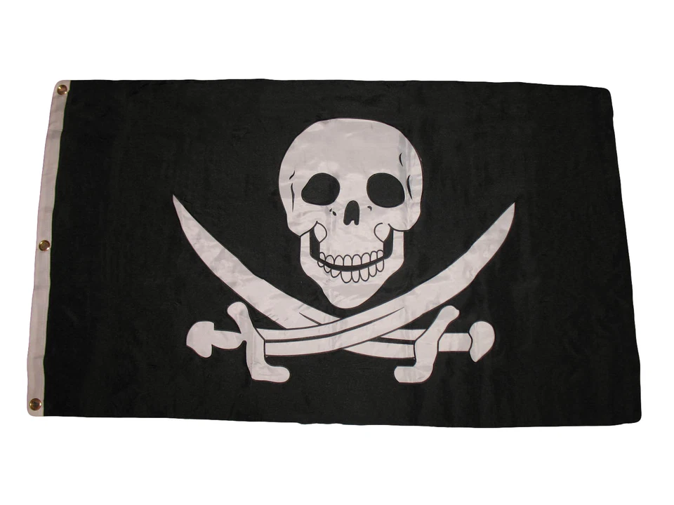 3x5 Embroidered Jack Rackham Calico Pirate 600D Nylon Premium Flag 3'x5' 3 Clips - Image 1 of 4