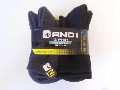 AND1 6-Negro 6-Gris Par ProPlatinum MID CREW Calcetines Arco Compresión  Foto 1 de 2