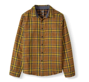 Boys Long Sleeve Shirt Button Down Large 10-12 Brown Dbl Woven 100% Cotton New - Picture 1 of 7