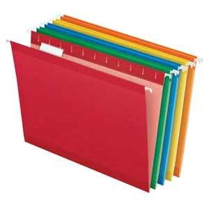 Reinforced Hanging Folders, Letter Size, Assorted Colors 1/5 Cut, Tabs and In... - Picture 1 of 6