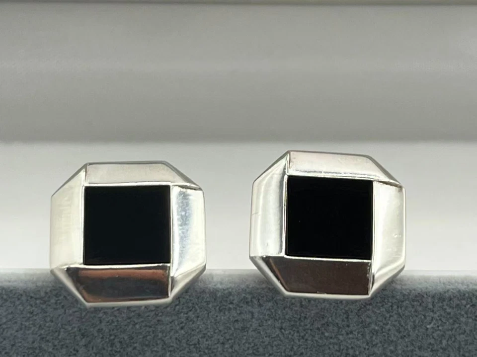 Gemelli GEORG JENSEN DANIMARCA da uomo in argento sterling onice 6,0 cm #202 - Immagine 1 di 4