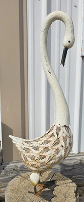 Vintage 29" Cisne Grande Metal Jardín Patio Arte Adorno MCM Coleccionable COOL Foto 1 de 4