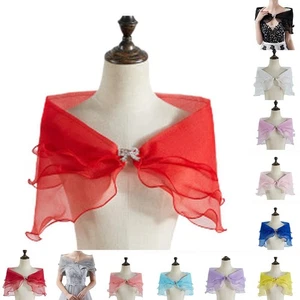 Solid Color Shoulder Cape Shawl Dress Cover Up for Women's Evening Party - Picture 1 of 40