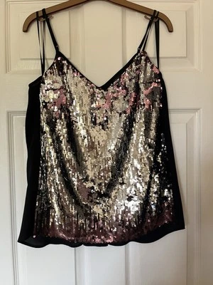 *** COAST SEQUIN CAMI TOP * SILVER/BRONZE OMBRE *  SIZE 12 * EXCELLENT USED *** - Image 1 of 4