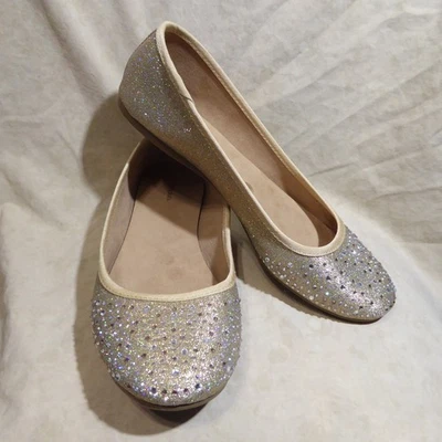 🩰 Style&Co. Pisos de ballet talla 9 M suave dorado brillante tejido con joyas; ¡Bonito! Foto 1 de 4