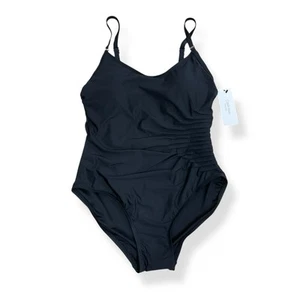 Calvin Klein Swimsuit Women 10 Black Nylon Blend Shelf Bra Adjustable Straps NWT - Picture 1 of 8