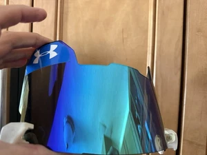Under Armour Football Helmet Visor Eye Shield Blue / Green MIRROR - Picture 1 of 8