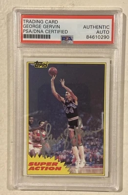 Tarjeta de baloncesto Topps 1981 firmada por George Gervin HOF #106 PSA/DNA certificación automática Foto 1 de 3