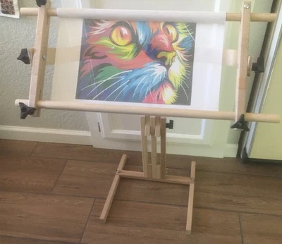 REDUCED AGAIN!  Adjustible Standing Needlework Frame - Wood - Image 1 of 4