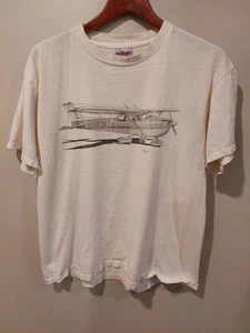 Camicia aviazione vintage anni 90 taglia grande Oneita etichetta invecchiata 1992 punto singolo - Foto 1 di 12