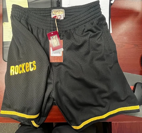 Mitchell & Ness Swingman Houston Rockets 1993-94 Shorts Black and Gold Sz L NWT Cover