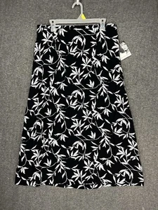 NWT Jaclyn Smith Maxi Skirt Women’s Plus 18 Black White Floral Tropical 90s Y2K - Picture 1 of 16