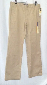NWT CHEROKEE Beige Flat Front Ultimate Khaki Nanotex Pants Juniors Size 16  - Picture 1 of 3