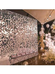30PCS Shimmer Wall Backdrop - Square Glitter Panels for Birthday - Picture 1 of 24