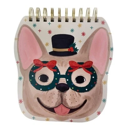 Punch Studio Wreath Dog Christmas Spiral Notepad Stationary Gift Office - Image 1 of 4