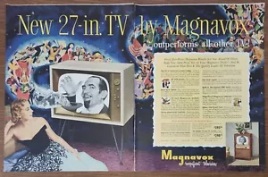 Magnavox 27" TV double page ad spread Magician theme, things appearing from hat - Picture 1 of 2