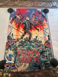 POSTER FIRMATO ROBERT ENGUND FREDDY VS JASON FINE ART BECKETT LOW POP* - Foto 1 di 2
