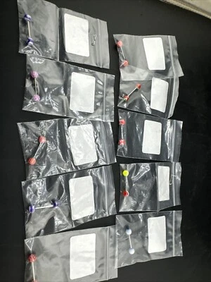 💥 Акриловый язык кольца полоски дизайн штанги мячи 14G бар набор из 10 цветов #1 - Изображение 1 из 4