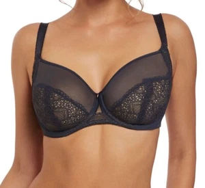 Fantasie Twilight Bra Ink Navy Blue Lace Size 32E Full Cup Side Support 2542 New - Picture 1 of 12