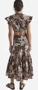 Seed Heritage Knot Front Maxi Dress Size AU 16 US 12 Flutter Cap Sleeve Floral - Picture 1 of 15