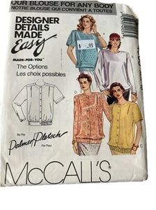 4905 Vintage McCalls SEWING Pattern Misses 1990s Set of Blouse Palmer Pletsch 10 - Picture 1 of 2