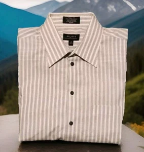Vintage Axcess Mens Long Sleeve Button Down Shirt 16 34-35 Gray White Striped - Picture 1 of 10
