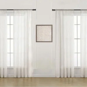 Taylor & Moxie Venezia Sheer Window Curtains, 52”x84” Each, Linen color, 4-pack - Picture 1 of 4