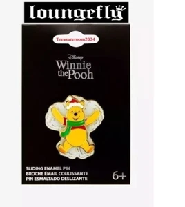 LOUNGEFLY Winnie the Pooh Snow Angel Pooh Bear Sliding Enamel Pin BoxLunch Exclv - Picture 1 of 2