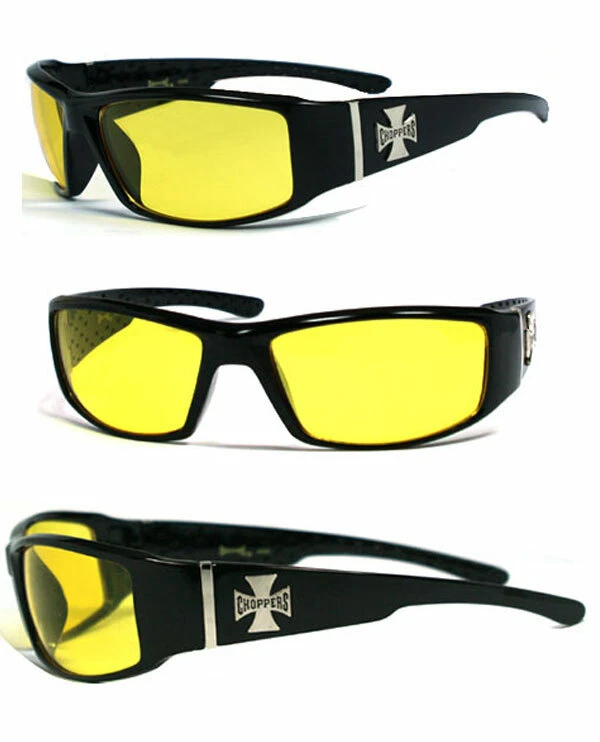 Choppers Motorcycle Sunglasses - Black Frame/Clear Lenses
