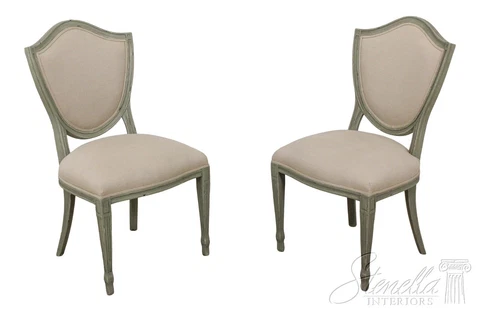 59690EC: Pair Paint Decorated Distressed Finish Shield Back Chairs Cover