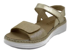 Sandali Donna Comodi 36 Pelle Beige Oro e Strap Plantare Estraibile STILEDIVITA - Imagen 1 de 5