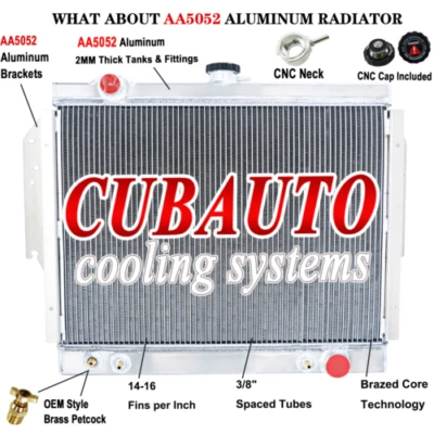 Se adapta a Dodge D150 D250 D350 W150 W250 Ram 5,2 L 5,9 L V8 radiador de aluminio 1979-1993 Foto 1 de 4