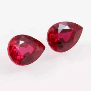 Natural 60 Ct Red Ruby Pear Cut Mozambique Certified Loose Gemstone Pair - Picture 1 of 8