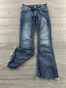 Miss Me JK7567B Distressed Boot Cut Jeans Gr. 1,2 Medium Wash Denim Raw Hem - Bild 1 von 10