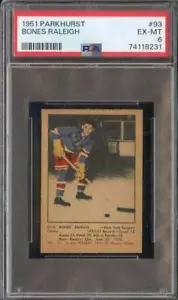 1951-52 PARKHURST #93 DON RALEIGH PSA 6 (RC) NY RANGERS *CC0079 - Foto 1 di 2