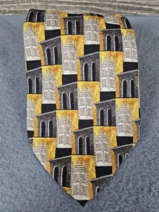 Ermenegildo Zegna Structure Vintage Ancient Building 100% Silk Necktie 60x4 - Picture 1 of 4
