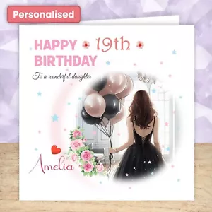Personalised BIRTHDAY CARD Friend Daughter Granddaughter Sister Stars Heart Gift - Picture 1 of 8