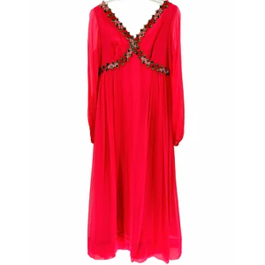 Vestido de cóctel vintage Union Tag de gasa con ribete floral cintura imperio Fairycore - Imagen 1 de 19