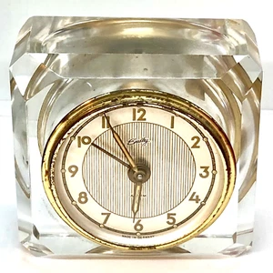 VINTAGE BRADLEY WEST GERMANY Square Glass Decorative Desk Alarm Clock - Picture 1 of 13